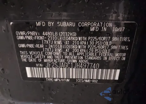 2018 Subaru Forester 2.5I Premium z USA, uszkodzony, nr VIN JF2SJAGC1JH497740